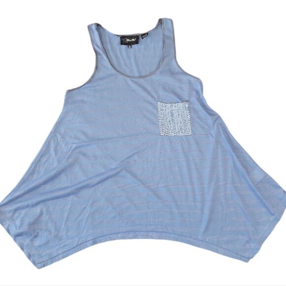 Miss Me Blue Knit Scarf Hem Tank Top Size M - Picture 1 of 5